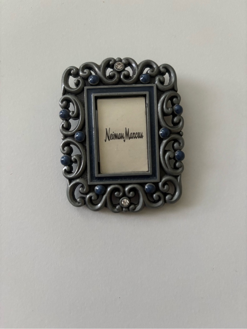 Neiman Marcus Jay Strongwater Silver Ornate Frame with Blue Accents